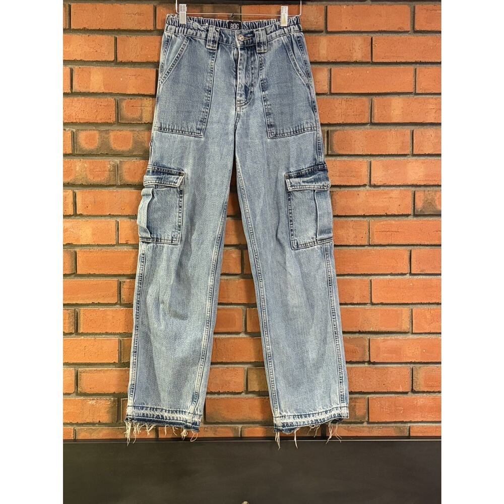 BDG Jeans Womens Size 26 Blue Skate Fit Baggy Cargo Cargo Pockets Elastic Waist